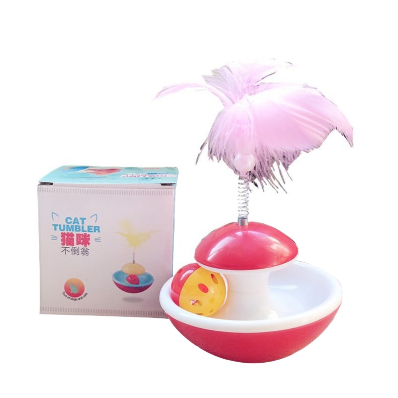 Mainan Tumbler Bulu Warna-Warni Tahan Jatuh Untuk Kucing