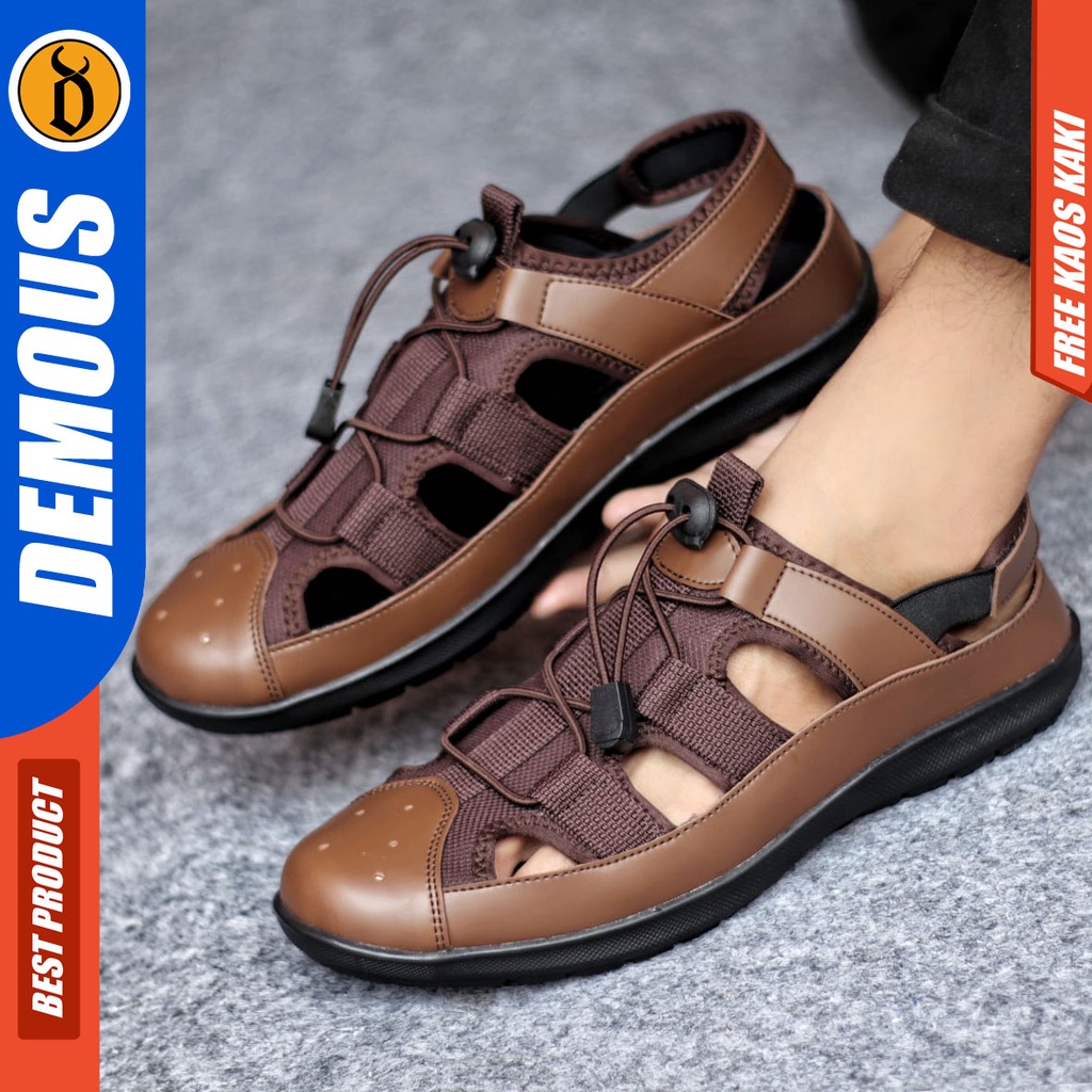 DEMOUS LEXXA Sandal Sepatu Sandal Casual Slop Pria Kulit Sintetis