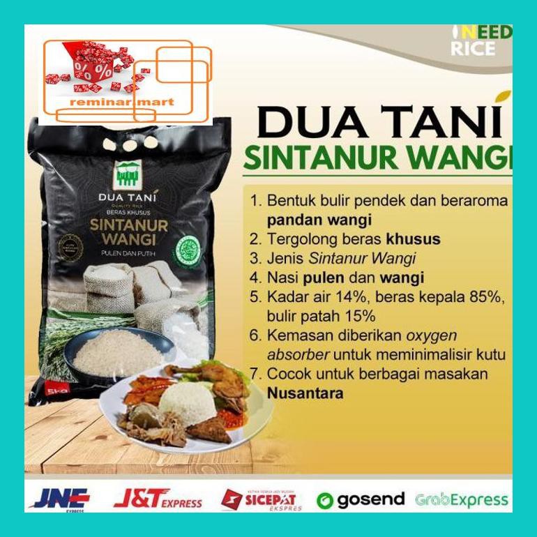 

S0Bers Beras Dua Tani Pandan Wangi Sintanur 5 Kg Ric0S50B