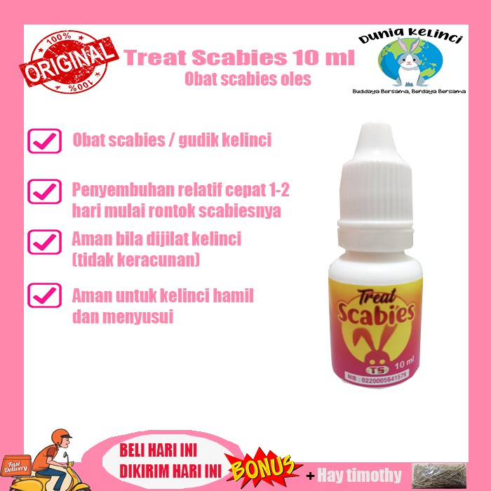 OBAT SCABIES KELINCI TREAT SCABIES 10 ML OLES GUDIK 1-2 HARI RONTOK