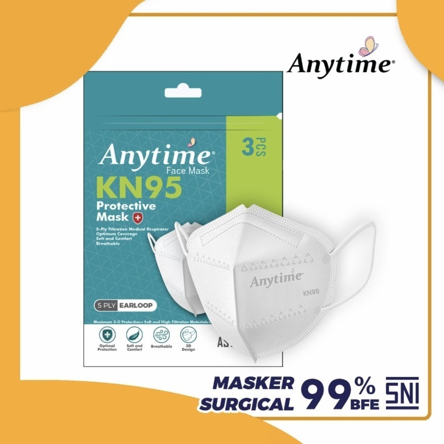 Masker Anytime KN95 Protective Mask Earloop 5ply 5 ply