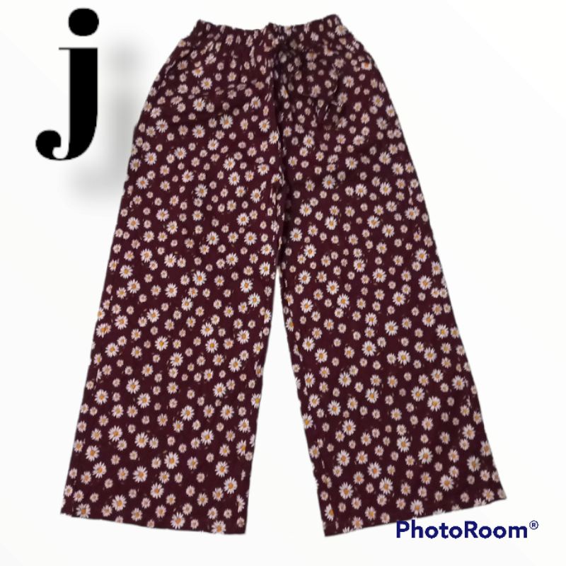 CELANA KULOT PANJANG DEWASA WANITA BAHAN KATUN STREACH MOTIF SANTAI MURAH-j