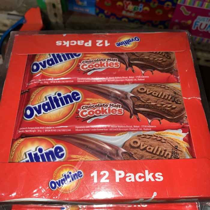 

Wafer-Biskuit- Biskuit Ovaltine Chocolate Malt Cookies 30Gr 1Box Isi 12 X 30 Gram -Biskuit-Wafer.