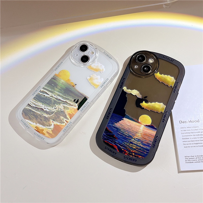 Case Silikon Transparan Motif Matahari Terbenam Untuk Iphone 13 12 11 pro max x xs xr xsmax 7 8 plus