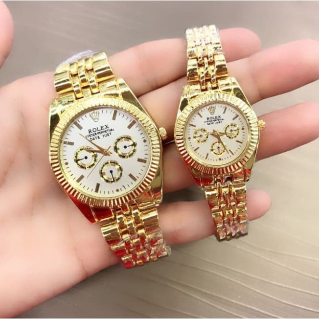 FREE BATERAI JAM TANGAN COUPLE ROLEX RANTAI GERIGI IMPORT GROLSIR MURAH ARLOJI RX004