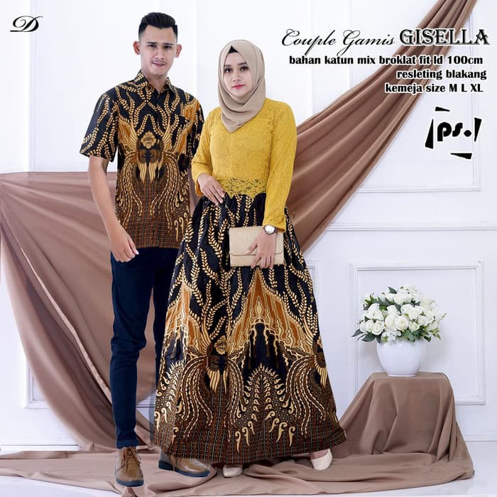 Ready Batik Couple / Batik Sarimbit Gamis Brokat Gisella - Latifa