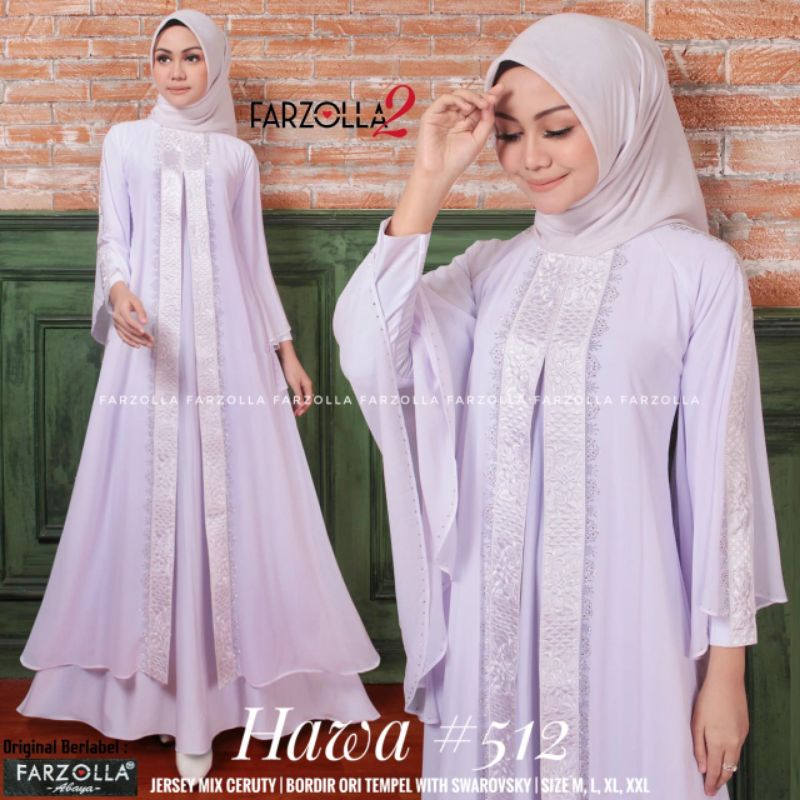 Abaya Turkey putih bordir swarovsky hawa 512   Farzolla