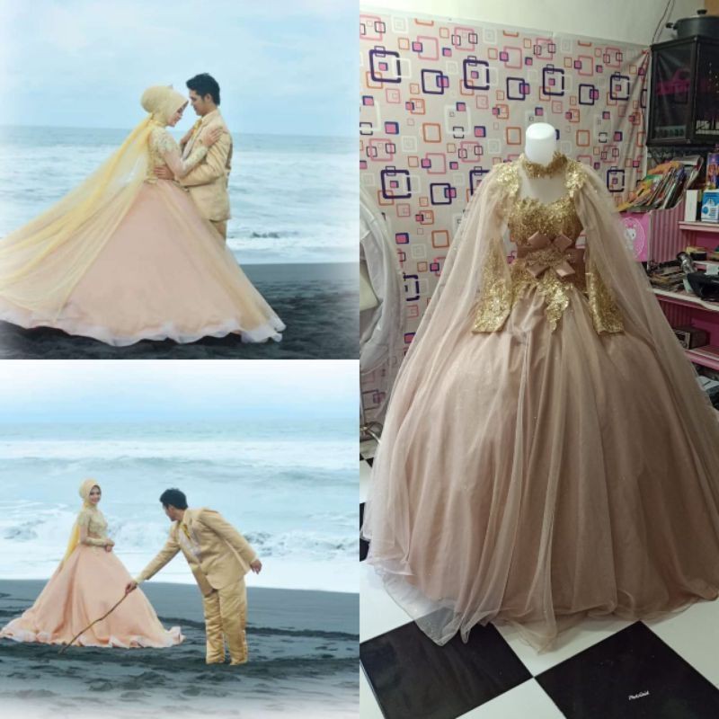 DiNaR - Gamis Pengantin Wanita Mewah Cantik Tile Brukat