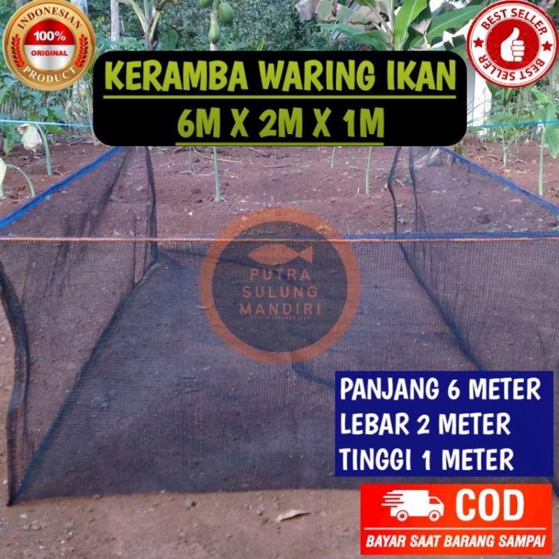 Keramba ikan 6x2x1 hapa tanjaran siap pakai waring rk plus tali pengikat tiap sudut