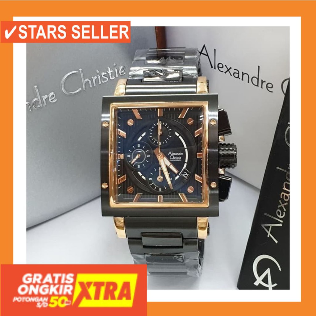JAM TANGAN GROSIR MURAH LELAKI ANTI KARAT AIR LAKI / ALEXANDRE CHRISTIE AC 6182 PRIA ROSEGOLD