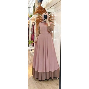 Raissa gamis terbaru | dress wanita terbaru 2021 kekinian remaja mewah | dress premium kombinasi 2 warna polos simpe elegan l cerutty babydoll mix diamond | baju gamis malaysia trand | fashion wanita terbaru | baju kondangan-pink baby