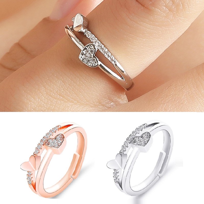 Cincin Emas Wanita Kupu-kupu Berlian imitasi Korea Perhiasa Aksesoris-3