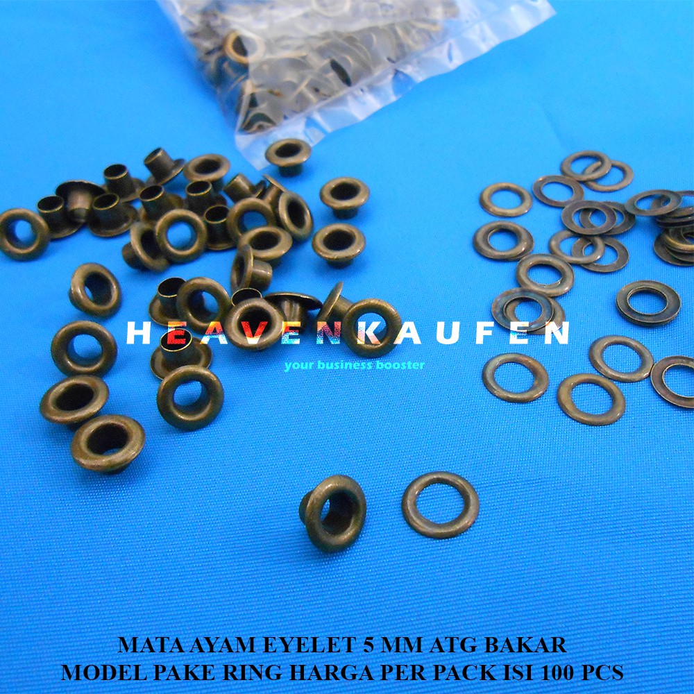 Mata Ayam Eyelet Mata Itik Diameter Lubang 5 mm ATG Bakar Model Pakai Ring Per Pack isi 100 Pcs