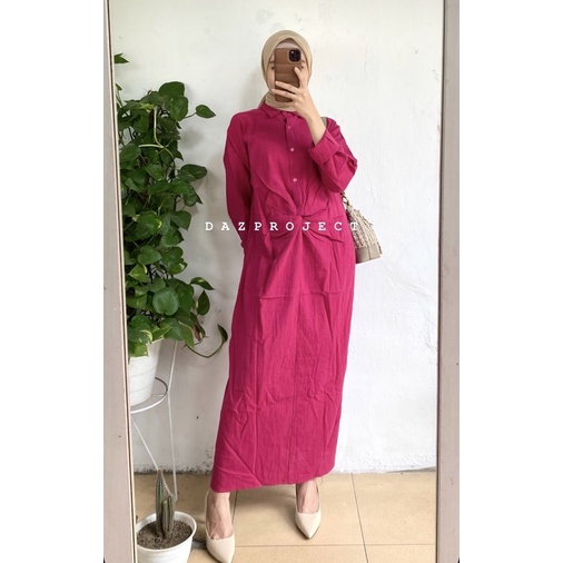 Long Dress ikat bahan Crincle Busui Polos by DAZPROJECT