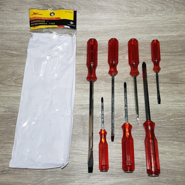 Xander Obeng Ketok Plus Minus set 7pcs - Screwdriver Big Red Handle 7p