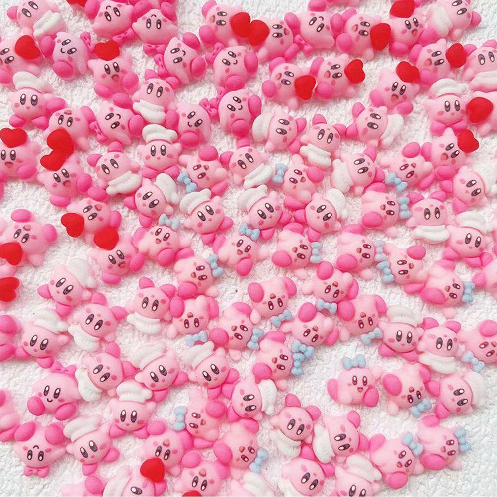 Suyo 10pcs Hiasan Nail Art Tekan Tips Kuku Resin Pink