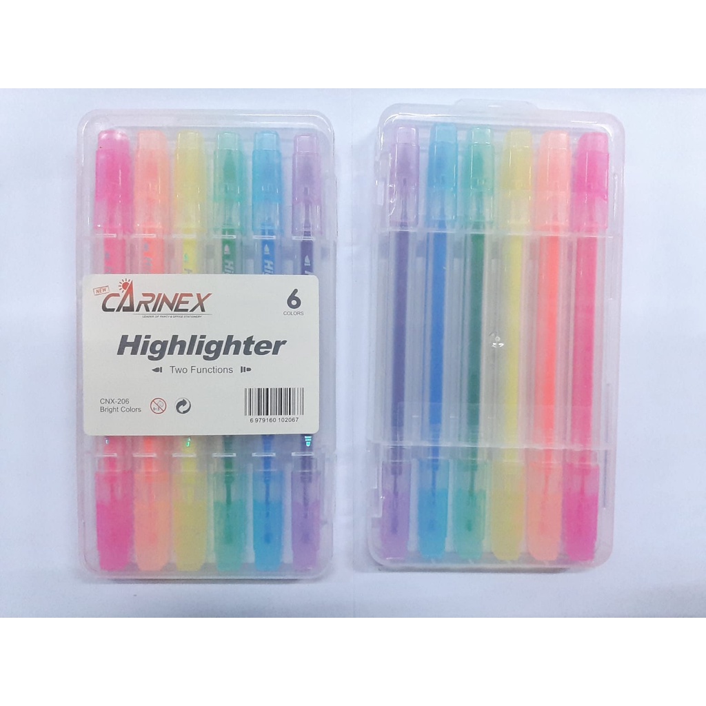 

highliter stabilo 6 warna 2 sisi carinex 206 high liter warna stabilo murah isi 6