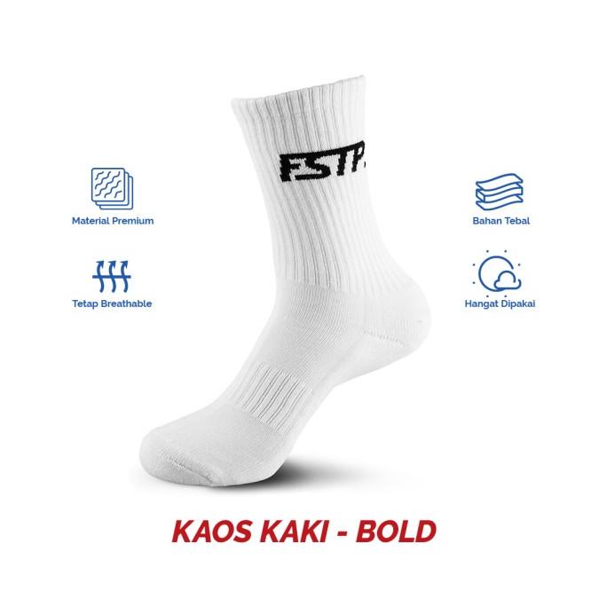 Kaos Kaki Fashion Hitam Putih Footstep Footwear - Bold White Socks footste33 Murah