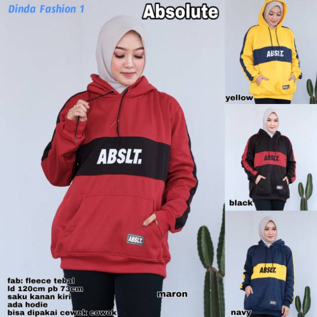 Jaket hoodie fleece cewek cowok pria wanita logo abslt. Absolute jacket