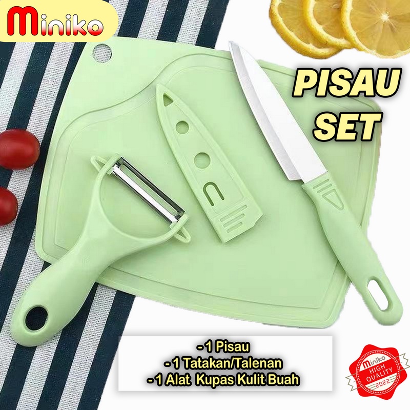 Pisau Set Dapur 4 in 1/Pisau Set Talenan Gunting 4 in 1