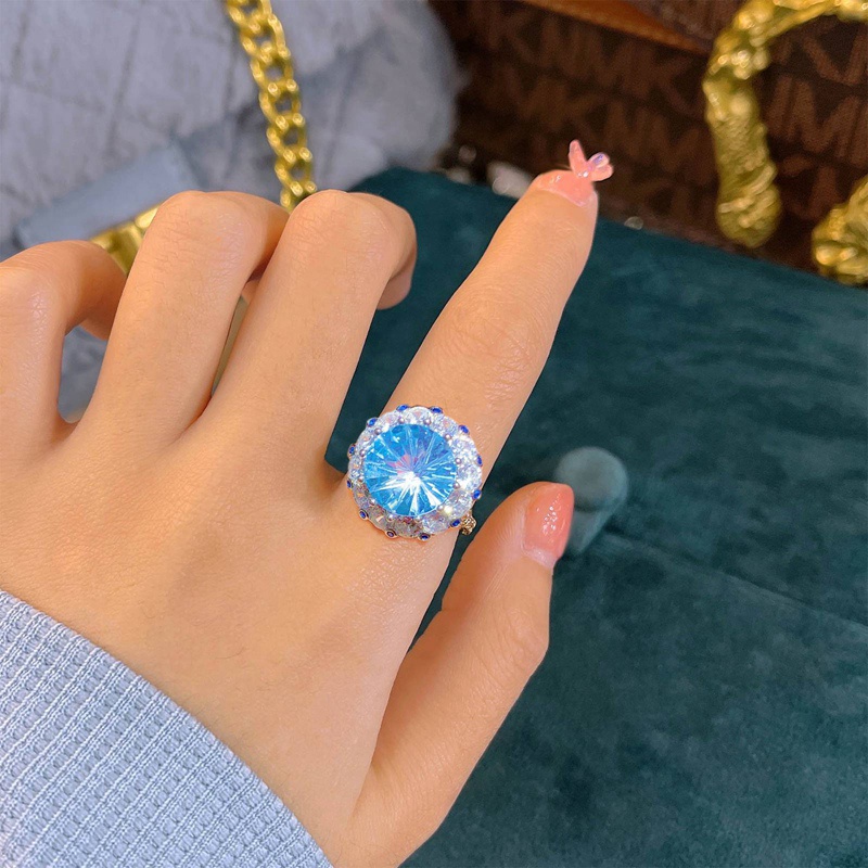 Fancyqube Cincin Sterling Silver 925 Desain Bunga Hias Kristal Zircon Aaa Mewah Berkilau Untuk Wanita