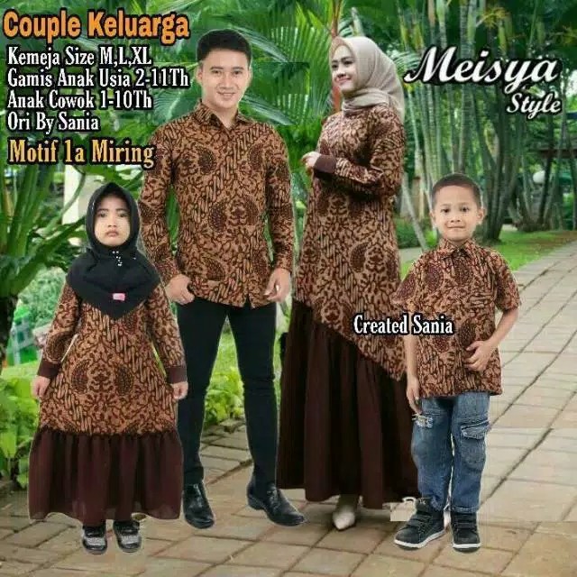 Batik Couple Keluarga Sania Ruffle Ori Ndoro Jowi Dnt Motif Rampel Merah