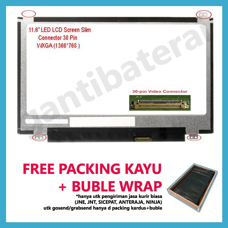 LCD LED 11.6 inch 30 pin slim Bracket Atas Bawah