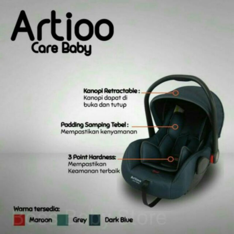 Carseat Newborn Babydoes Saffe 2.0 / Artioo Care Baby / Pliko PK-01B Puffy Infant Carrier Kursi Mobil Bayi