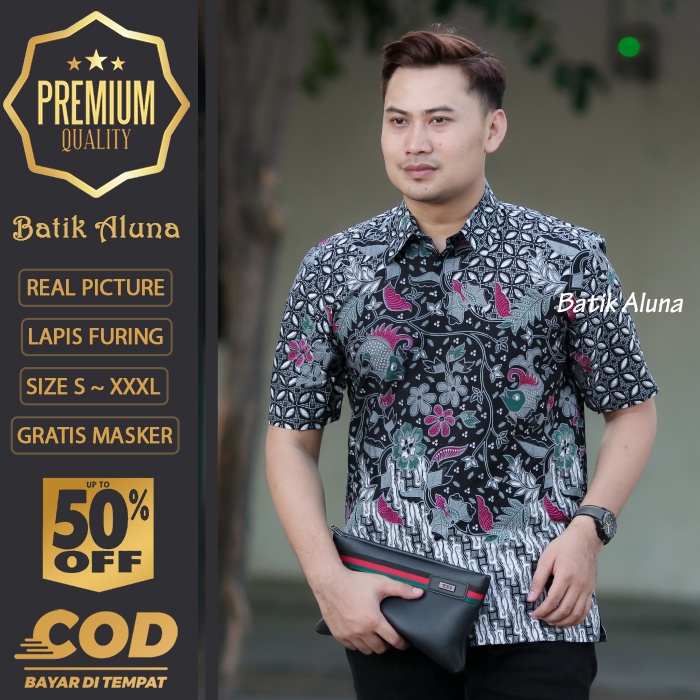 BATIK PRIA LENGAN PENDEK MEWAH PREMIUM ALUNA PRABUSENO SHANGHAI KERIS KEMEJA BATIK ACARA NIKAHAN KER