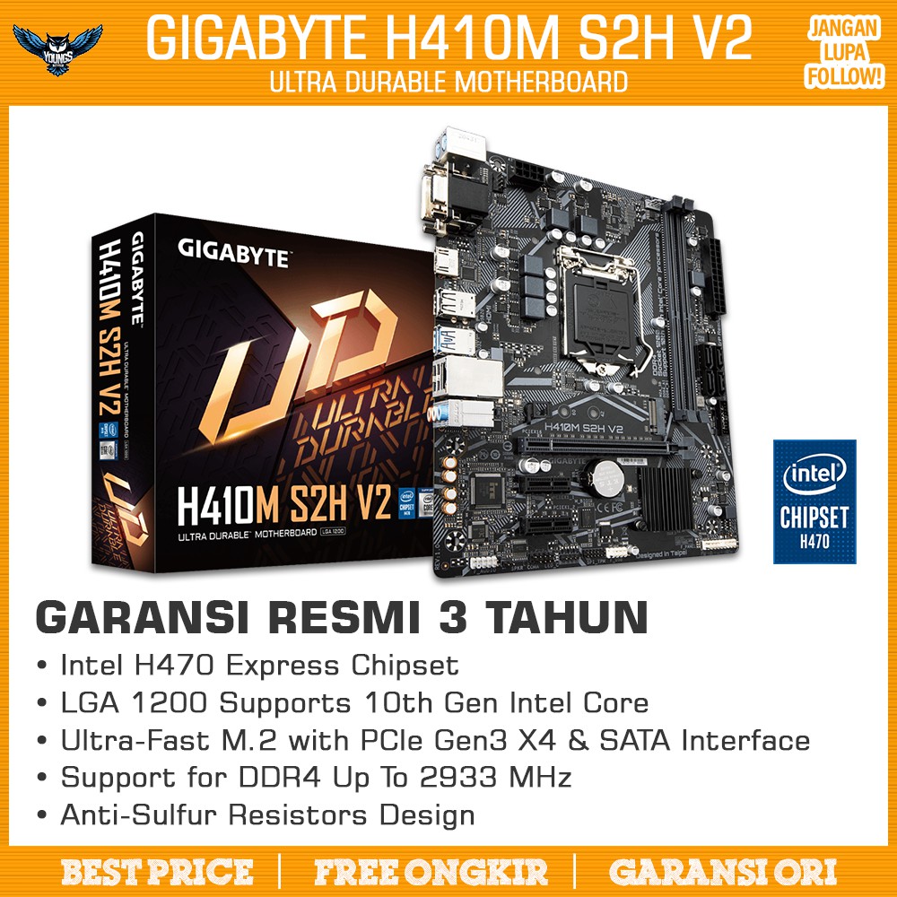 GIGABYTE H410M S2H V2 LGA 1200 M.2 DDR4 MOTHERBOARD MAINBOARD INTEL