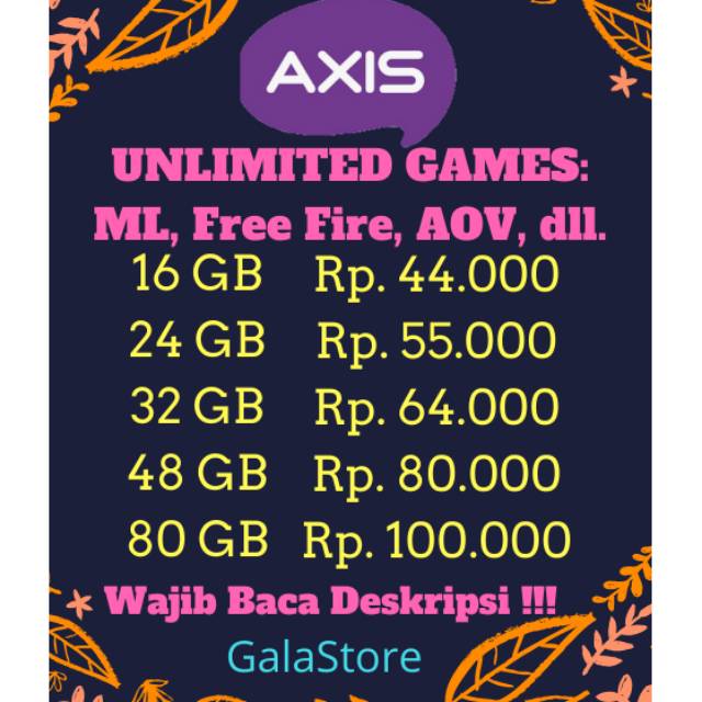 Paket Data Axis Unlimited Games Shopee Indonesia