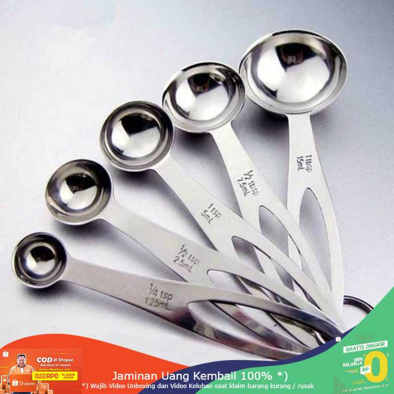 (BISA COD) RVOSTR Friez Sendok Takar Cup Stainless Steel Measuring Spoon 5 PCS - S300