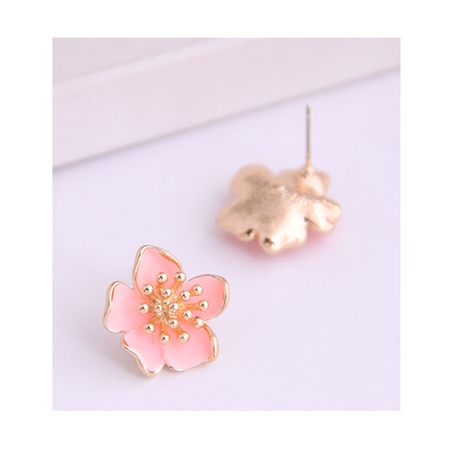 LRC Anting Tusuk Fashion Drop Of Flowers Alloy Earrings A61295