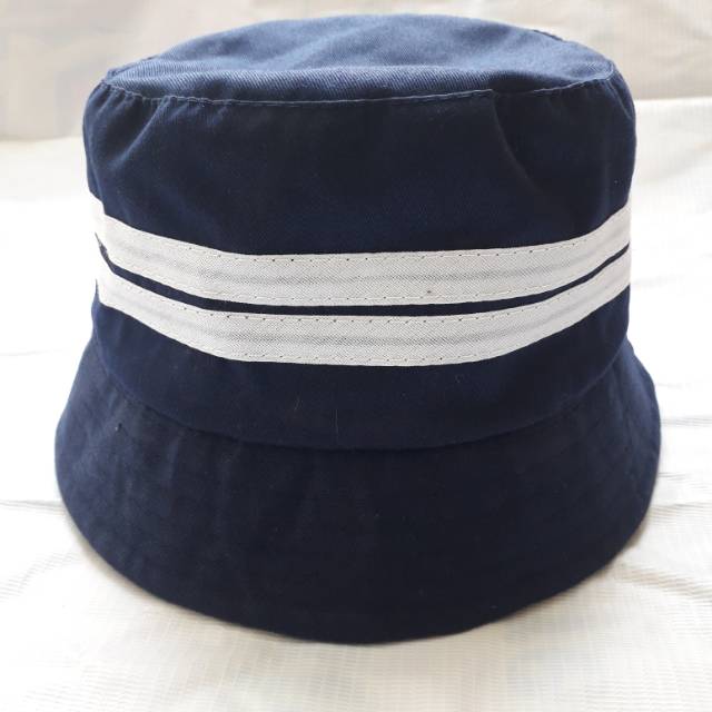 Bucket hat series list putih/bucket pria/wanita stylish /buckethat stripe navy stripe putih