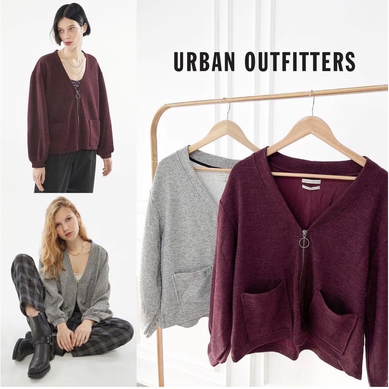 Urban Outfitters Jamie Oversized Ring Zip Cardigan