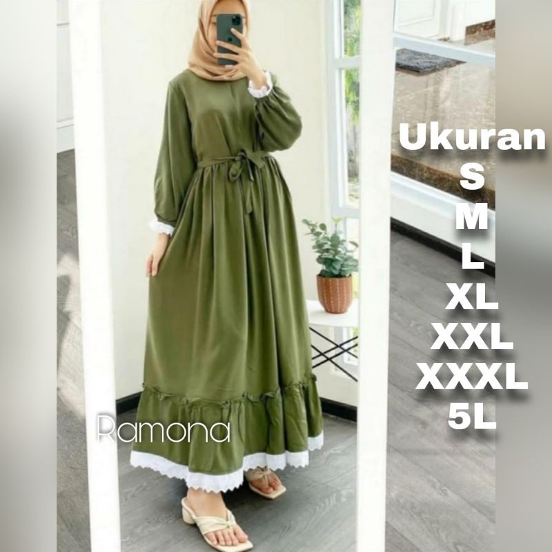 Ramona Dress Big Size Ukuran Size S M L XL 2XL 3XL 4XL XXL XXXL  XXXXL 2L 3L 4L 5L  Dress Wanita Jumbo Gamis Big Size Baju Korea Over Size