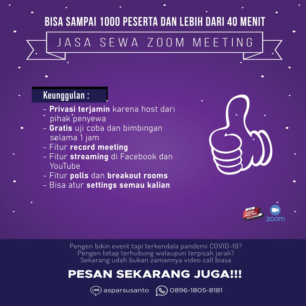 Sewa Zoom Meeting Premium Room Full Feature Per Jam Indonesia