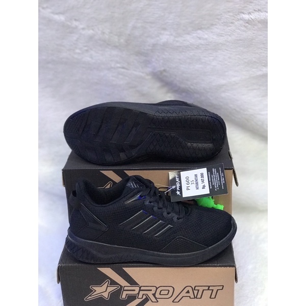 Sepatu sneaker sekolah PROATT PI 600 full black sz 35-44