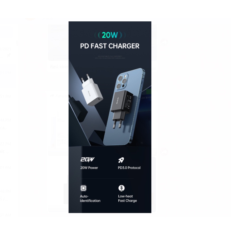 MCDODO Kepala Adaptor Charger Type C 20W iPhone 12 13 Android