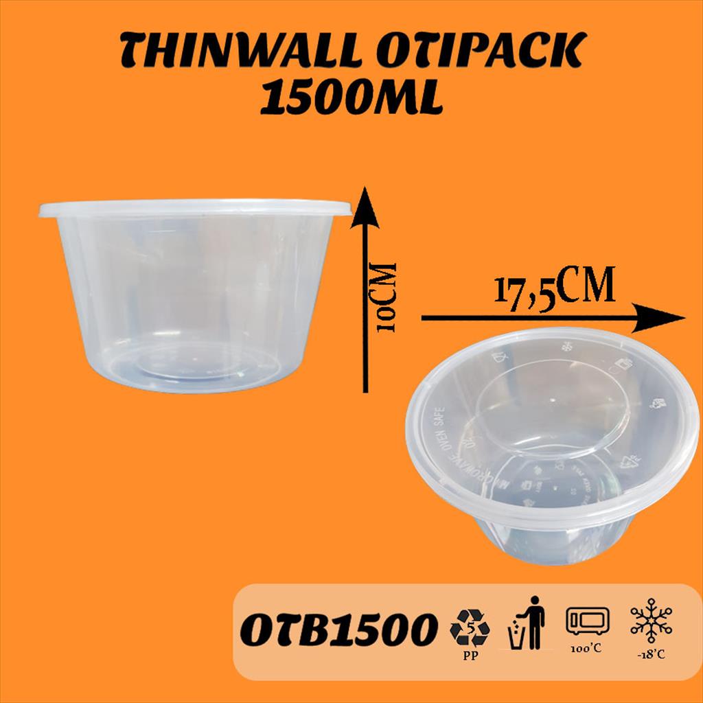 Thinwall Otipack Bowl 1500ML/ Thinwall Bulat/Mangkok OTB1500 Isi 25PC