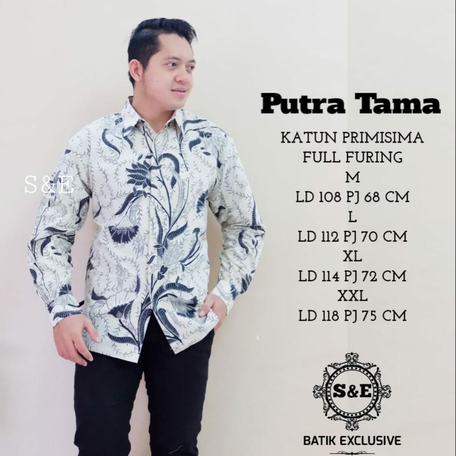 Kemeja Batik Terbaru Baju Batik Pria Lengan Panjang Lapis Furing PUTRA TAMA