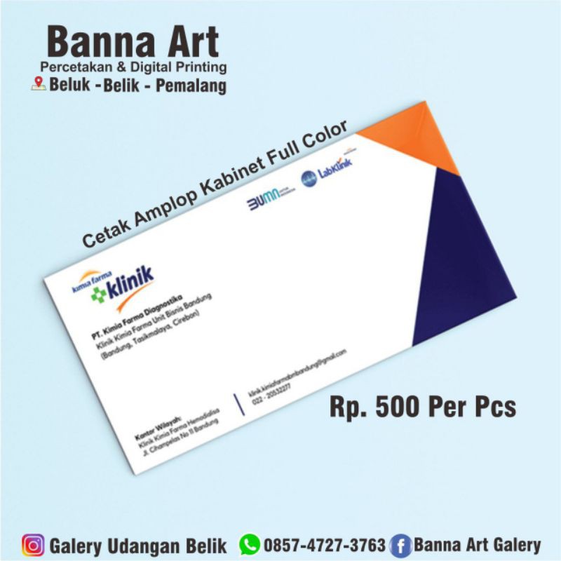 

Amplop Costum / amplop kantor - ukuran kabinet - anti luntur - desain bisa request