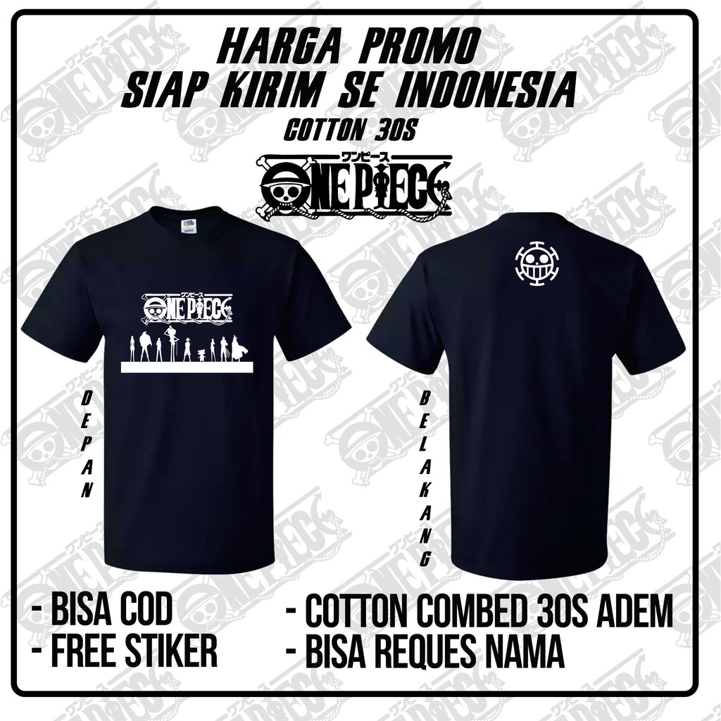 PROMO KAOS DISTRO ONE PIECE 2 KEREN MURAH BAHAN COTTON COMBED 30S ADEM GROSIR ECER