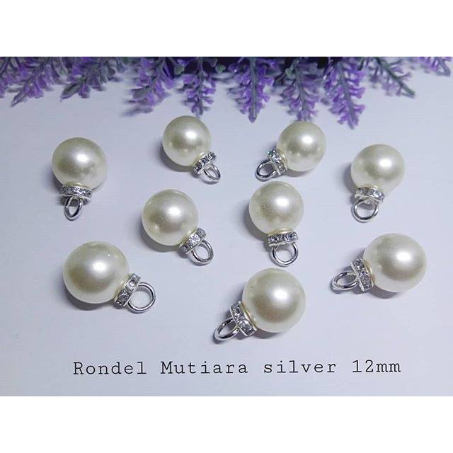 Rondel mutiara silver 12mm