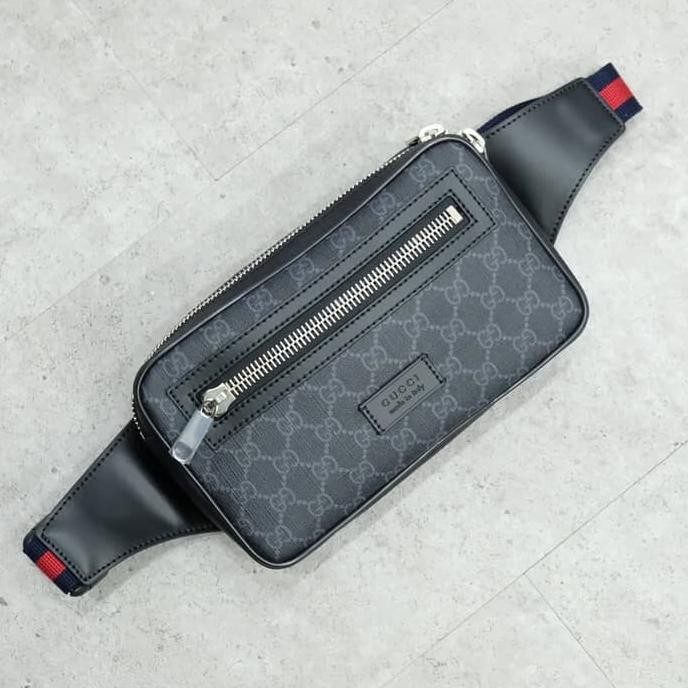Pengiriman Cepat Gucci GG Monogram Belt Bag Black STOK TERBATAS