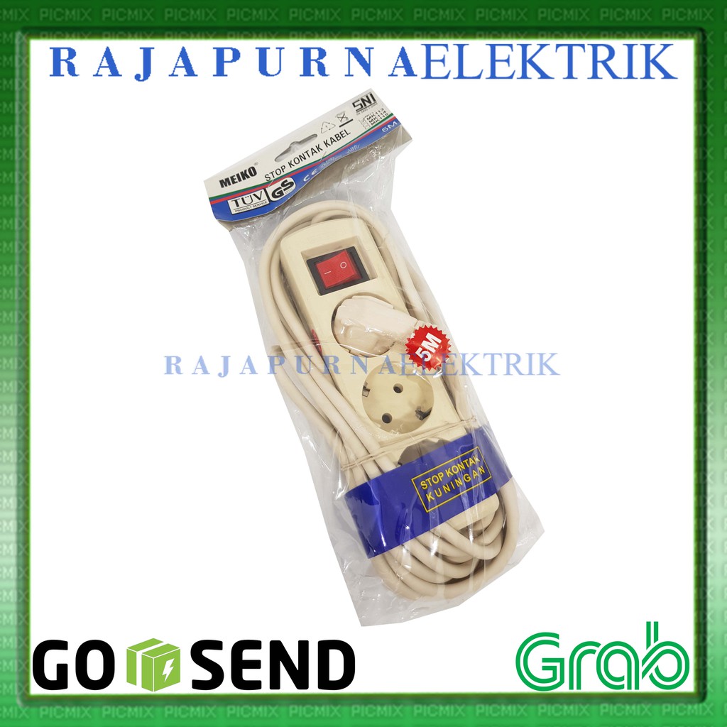 Stop Kontak 3 lubang - saklar on-off - kabel 5 meter 5m - SNI - MEIKO