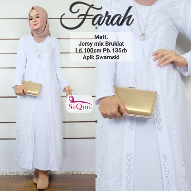 GAMIS // BAJU MUSLIM // FARAH MAXI DRESS // BAJU MUSLIM PUTIH // GAMIS PUTIH // GAMIS BAHAN BROKAT