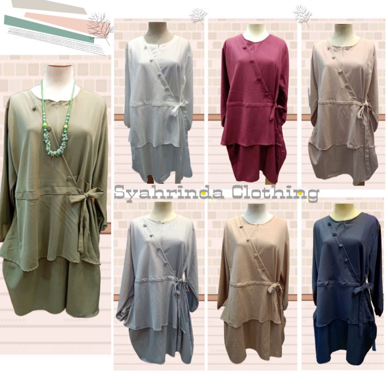 TUNIK POLOS SHAKILA PREMIUM IMPORT SELETING DEPAN DAN PITA