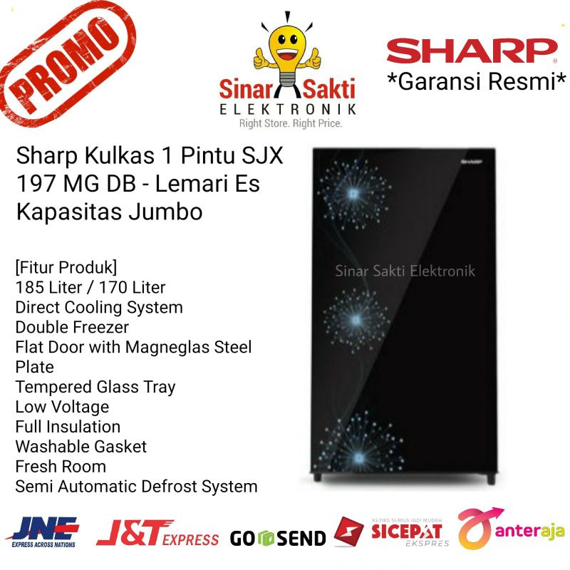 Sharp Kulkas 1 Pintu SJX 197 MGDB MG DB Lemari Es Kapasitas Jumbo Malang Garansi Resmi