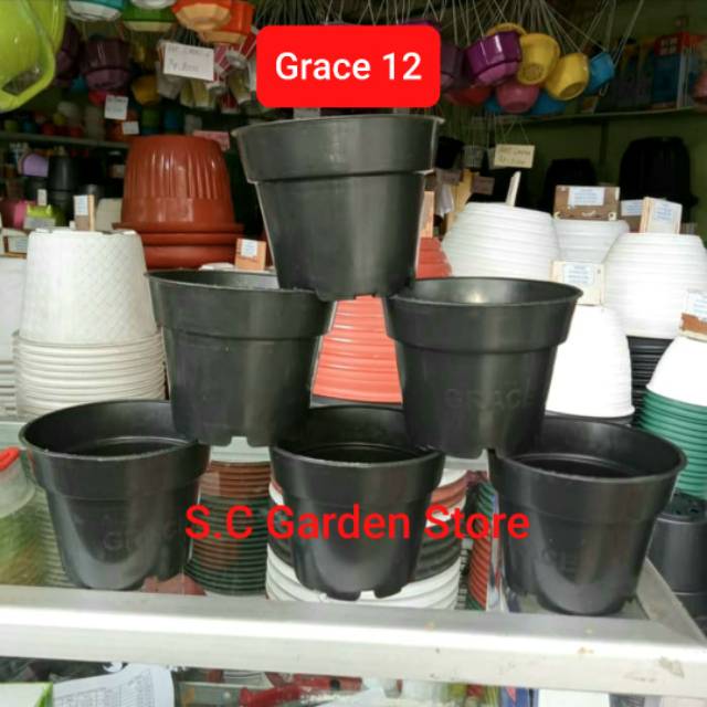 POT BUNGA GRACE 12 WARNA HITAM | POT KAKTUS / SEKULEN
